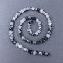 Hair Quartz Beads - Rutilated Quartz, faceted cube on thread, diameter approx. 5 mm, 5x5, 5 mm ±, length 39 cm ±