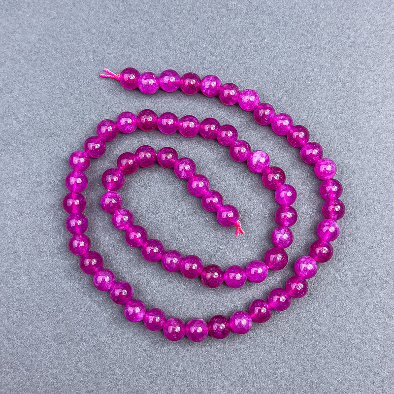 Malachite? Wait. Actually Turmaline Raspberry Smooth Sphere Beads on Thread 6 mm ± 38 cm+