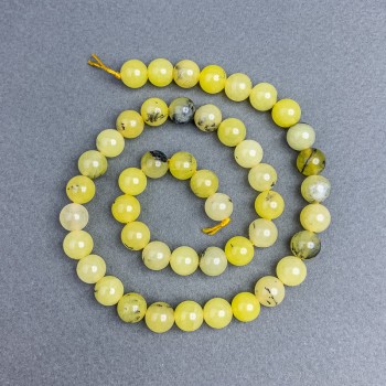 Yellow Turquoise Beads smooth round 8.5 mm on thread, length 38cm+