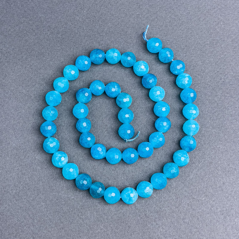 Aquamarine Beads Natural Stone Faceted Round Beads 8 mm± on Thread, 38 cm+