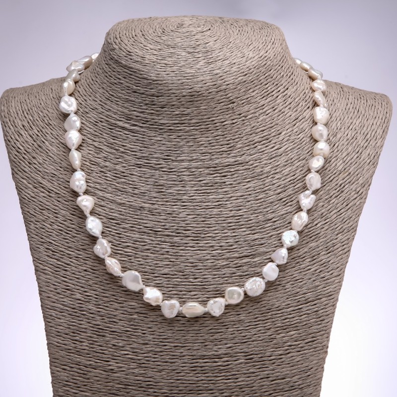 Baroque Freshwater Pearl Necklace, White, diameter 8+ mm, length 50 cm