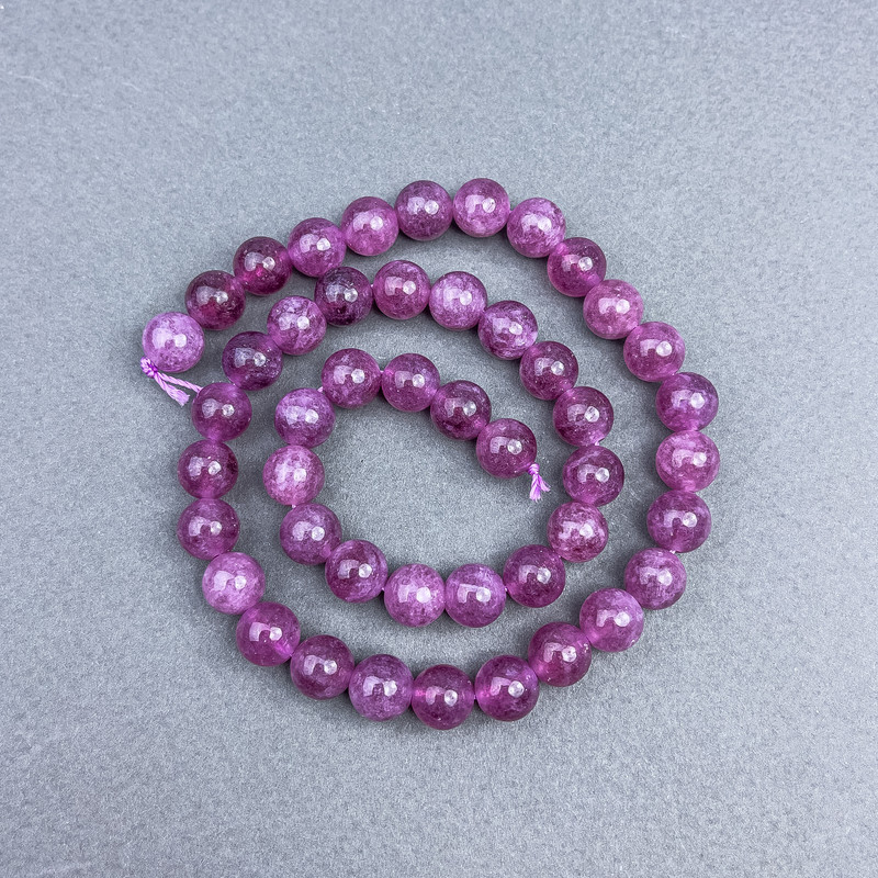 Tourmaline Rubenite Beads natural stone smooth round bead, diameter 8 mm± on thread, length 39 cm+