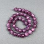 Turmaline Rubellite Beads natural stone smooth sphere, diameter 10.5 mm± on thread, length 37 cm+