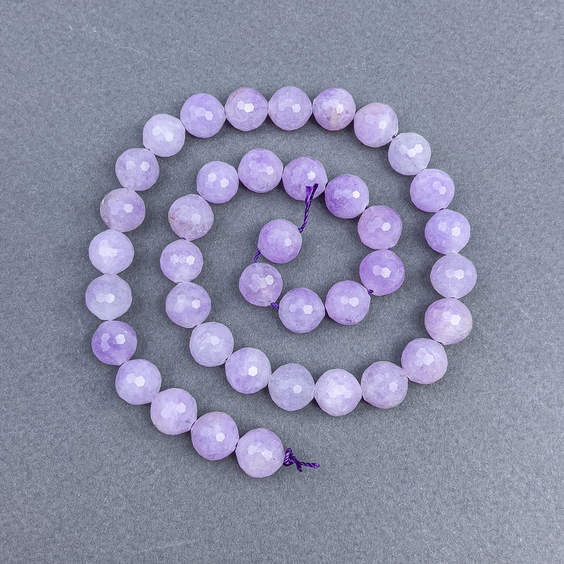 Lavender Amethyst Beads natural stone faceted round bead, diameter 10 mm± on thread, length 40 cm+