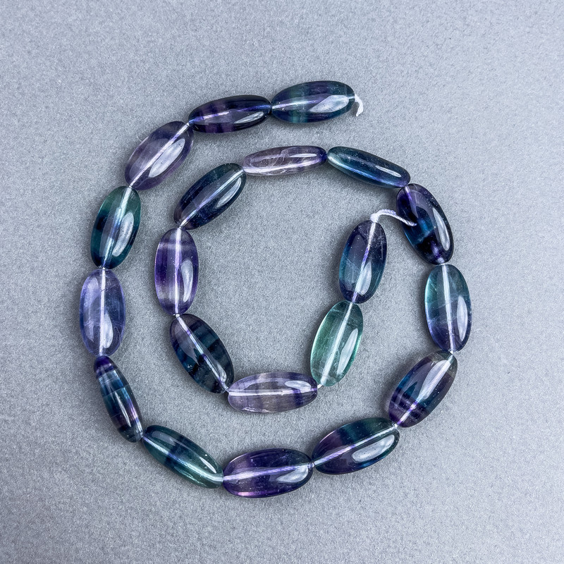 Fluorite Beads, Natural Stone, Oval, 20×10 mm±, on thread, 40 cm+ length