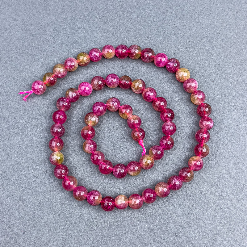 Multicolor Tourmaline Beads, Polished Round 6.5 mm ± on Thread, Length 38 cm+