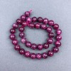 Turmaline Rubellite Beads, natural stone, smooth ball, diameter 10 mm± on thread, length 38 cm+