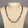 Agate Bead Necklace, Multicolor Faceted Ball, 8mm Diameter, 49cm Length +