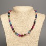 Natural Agate Beaded Necklace, multicolor smooth round beads, 8mm diameter, 50cm length +