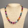 Necklace with Multicolor Agate - Smooth Beads 10mm Diameter, 50cm Length +