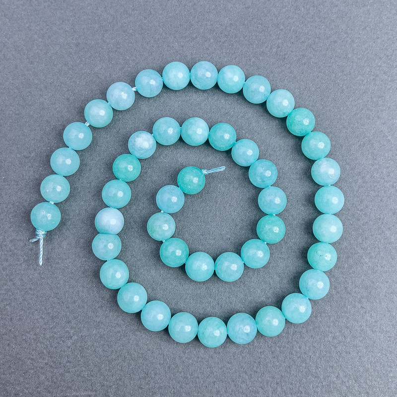 Larimar Beads natural stone smooth ball, diameter 8.5 mm+- on thread, length 38 cm+