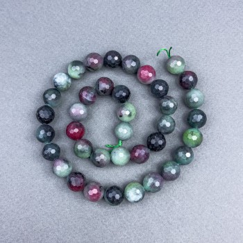 Zoisite Beads natural stone faceted ball, diameter 10 mm± on thread, length 39 cm+