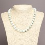 Larimar Natural Stone Necklace, smooth round beads, 10mm diameter, length 45cm
