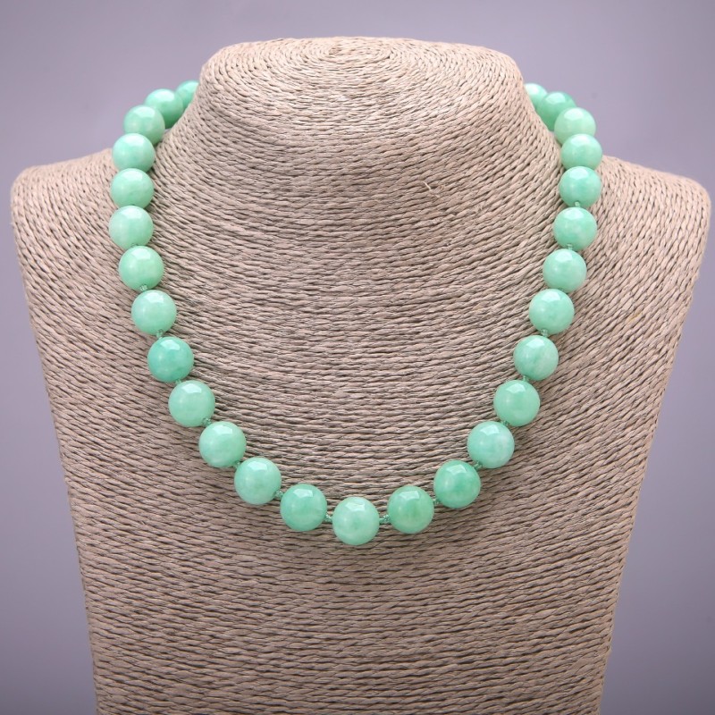 Natural Jadeite Bead Necklace, Burmese Jadeite, smooth ball beads, diameter 12(±)mm, length 45cm