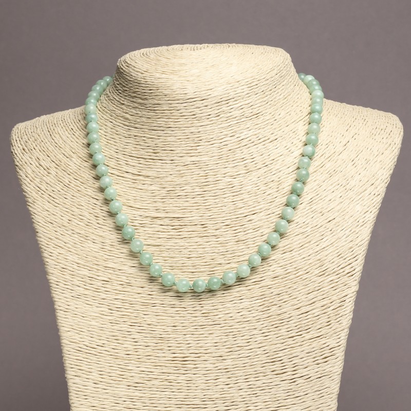 Jadeite Bead Necklace with Burmese Jadeite, smooth round beads, diameter 6 (+- )mm, length 45 cm+