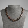 Tiger's Eye Bead Necklace Flat Oval, diameter 13x18mm±, rondelle 9x5mm±, length 45cm±