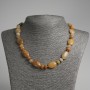 Necklace made of yellow agate, flat yellow oval gemstone beads, diameter 13×18mm±, rondelles 9×5mm±, length 45cm±