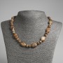 Landscape Jasper Bead Necklace, Flat Oval, 13×18 mm+- rondelle, 9×5 mm+-, length 45 cm+-