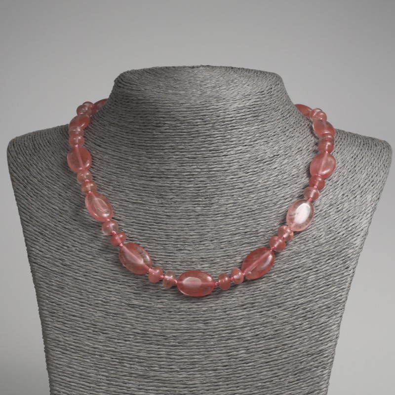 Necklace of natural gemstone Tourmaline flat oval beads, diameter 13×18mm± rondel, diameter 9×5mm±, length 45cm+
