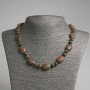 Unakite Jasper Beads Flat Oval Necklace with Rondelles 9×5 mm ±, 13×18 mm Flat Oval Beads, 45 cm ± length