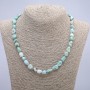 Larimar Bead Necklace (Tumbled) with natural stone, diameter 6x10 mm, length 45 cm +
