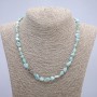 Larimar Beads Necklace, natural stone tumbled, 6x10 mm diameter, 45 cm length +