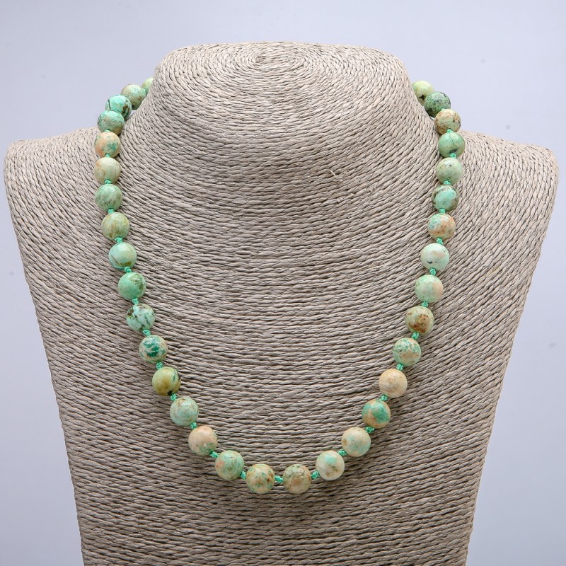 Necklace made of natural Amazonite, smooth beads, 10mm diameter, 46 cm length