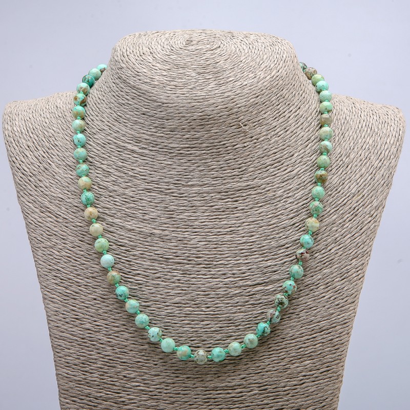Amazonite Natural Stone Necklace Bead, smooth ball diameter 6mm, length 46cm +