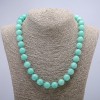 Necklace with natural Jadeite smooth ball, diameter 12(±)mm, length 46cm+