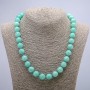 Necklace with natural Jadeite smooth ball, diameter 12(±)mm, length 46cm+