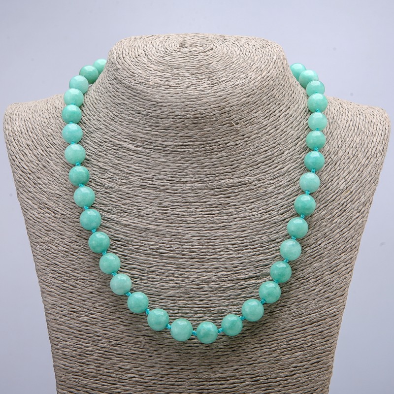 Necklace made of natural Jadeite smooth bead, diameter 10(±)mm, length 46cm+
