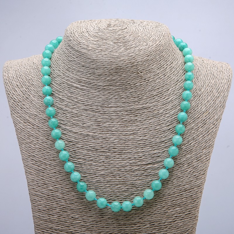 Natural Jadeite Bead Necklace with Smooth Round Beads, 8 mm (±) diameter, 46 cm length