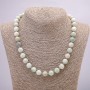 Larimar Natural Stone Necklace, smooth round beads, 10mm diameter, 45cm length +