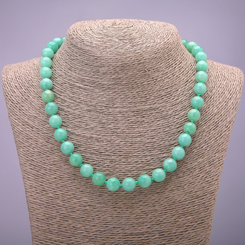 Natural Jadeite Bead Necklace, Burmese Jadeite, smooth sphere, diameter 10(±)mm, length 45cm