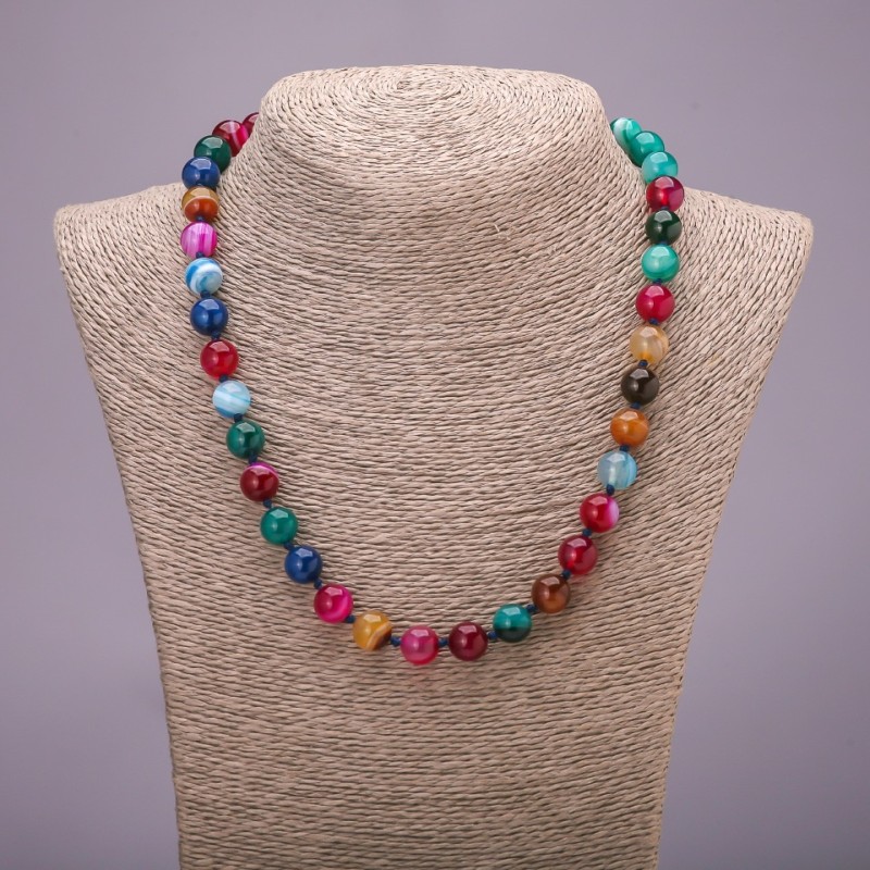 Agate Beads Assorted Colors Smooth Round Bead, diameter 10(±)mm, length 48cm