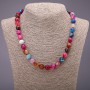 Necklace with Natural Agate Gemstones assorted colors, faceted balls diameter 10(±)mm, length 48cm