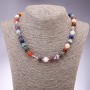 Necklace of natural stones, assorted, smooth beads, diameter mm, length 45 cm