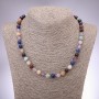 Necklace made of natural stones, assorted, smooth beads, 8mm diameter, 48cm length