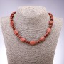 Necklace made of Aventurine natural stone (synthetic) "Golden Sand" flat oval, 13×18mm, rondelle 9×6mm, length 45cm
