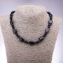 Aventurine Beads (synthetic) “Blue Sand of Cairo Night” flat oval, 13x18 mm, rondelle 9x6 mm, length 45 cm