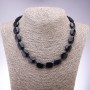 Necklace of Aventurine stones (synthetic) "Blue Sand" Cairo night flat oval, diameter 13x18mm, length 45cm