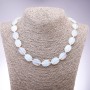 Moonstone Opalite Necklace (synthetic) flat oval, diameter 13×18mm, length 45cm