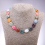 Necklace of Natural Stone—Assorted, flat oval shapes, diameter 13×18 mm ±, length 45 cm