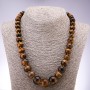 Necklace of Natural Stone Tiger Eye Rondelle with Enlargement, 10x6mm-19x14mm, length 45cm