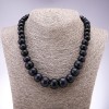 Necklace of Aventurine stone (synthetic) "Blue Sand of Cairo Night" rondelle enlarging, diameter 10x6mm-19x14mm, length 45cm