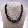 Necklace of Aventurine stone (synthetic) "Blue Sand of Cairo Night" rondelle enlarging, diameter 10x6mm-19x14mm, length 45cm