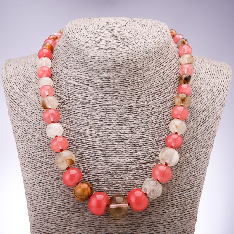 Beads made of natural stone Chrysoprase rondelle increasing diameter, 10x6mm-19x14mm, length 45cm
