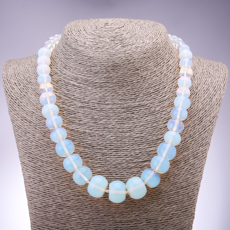 Moonstone Opalite Rondelle Necklace (Synthetic) 10x6mm-19x14mm, 51cm