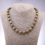 Necklace of natural stone Heliotrope Unakite "barrel", diameter 9×14mm, length 48cm