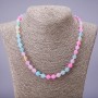 Necklace made of natural tinted stone, smooth beads, 8 mm diameter, 48 cm length